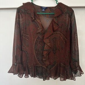 Chaps Paisley Ruffle Blouse